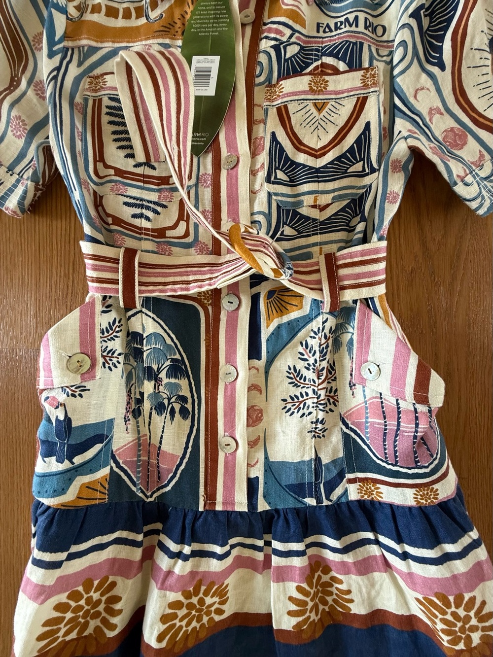 FARM Rio Cerrado Stamps Mini Dress - Cream - Picture 4 of 7